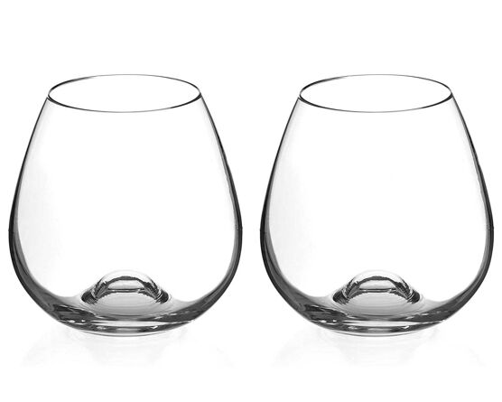 Diamante Weingläser ohne Stiel, Paar „Auris“ – undekorierte Kristall-Weingläser ohne Stiel, stiellose Gin-Gläser – 2er-Box Gläser Diamante – selectedbyjule
