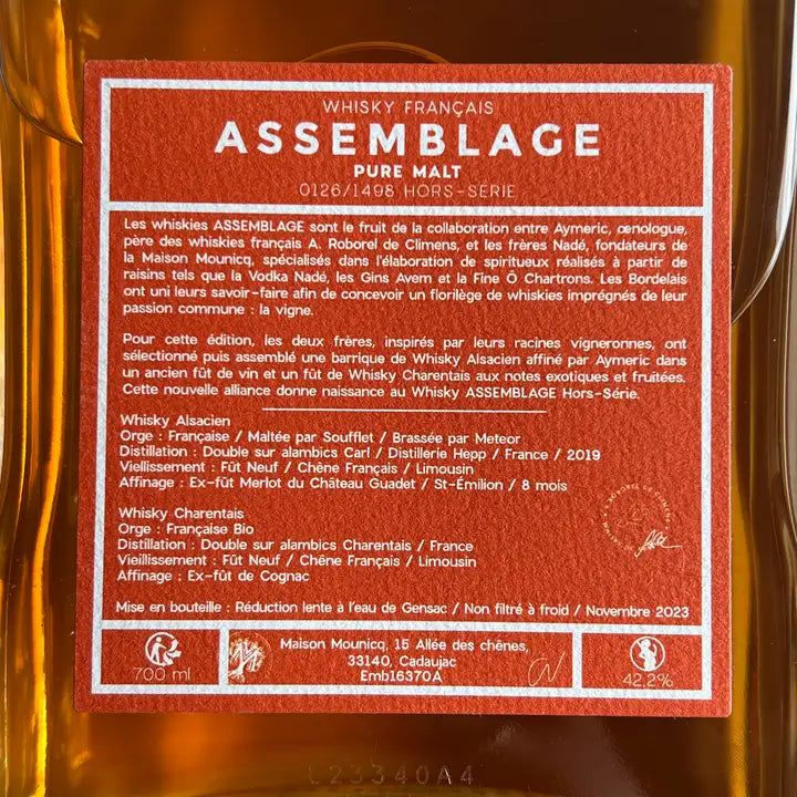 Whisky Assemblage — Sonderausgabe 2023 exklusiver französischer Whisky aus Bordeaux Frankreich