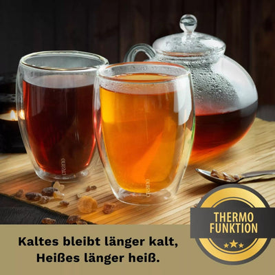 Creano doppelwandige Premium Thermogläser in Gastro Qualität, 2er - Set, 400ml - selectedbyjule - Kaffee & Gläser