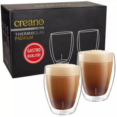 Creano doppelwandige Premium Thermogläser in Gastro Qualität, 2er - Set, 400ml - selectedbyjule - Kaffee & Gläser