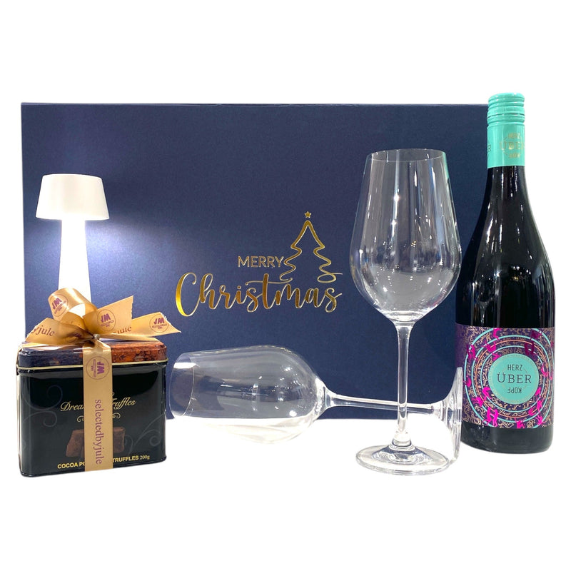 Merry Christmas Geschenkbox - „Herz über Kopf Rotwein trifft schwedische Trüffel mit Sompex Mono“ - selectedbyjule - Geschenke