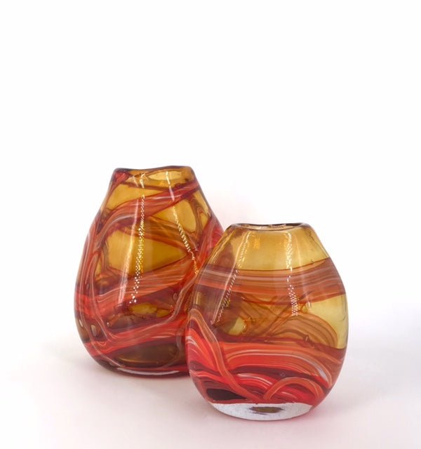 DEKOCANDLE Glasvase in Bernstein Karamell Optik 27cm und 20cm hoch von Dekocandle - selectedbyjule - Glas Vase