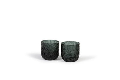 DEKOCANDLE Vase/Windlicht - mundgeblasen - grau 12x12cm - selectedbyjule - Vase