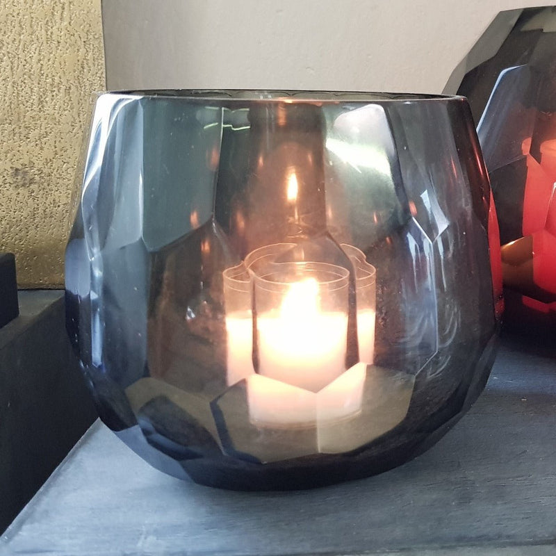 DEKOCANDLE Windlicht/ Vase geschliffen - glass - grey clear 12x12cm - selectedbyjule - Windlicht