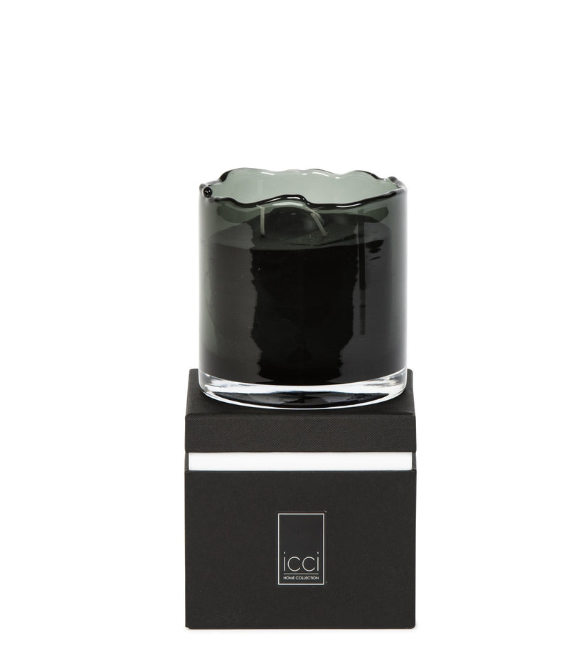 Duftkerze von icci - Duftnote Eternal Aqua - schwarz in organischer geformter Glas Vase 10x8cm - selectedbyjule - Duftkerze