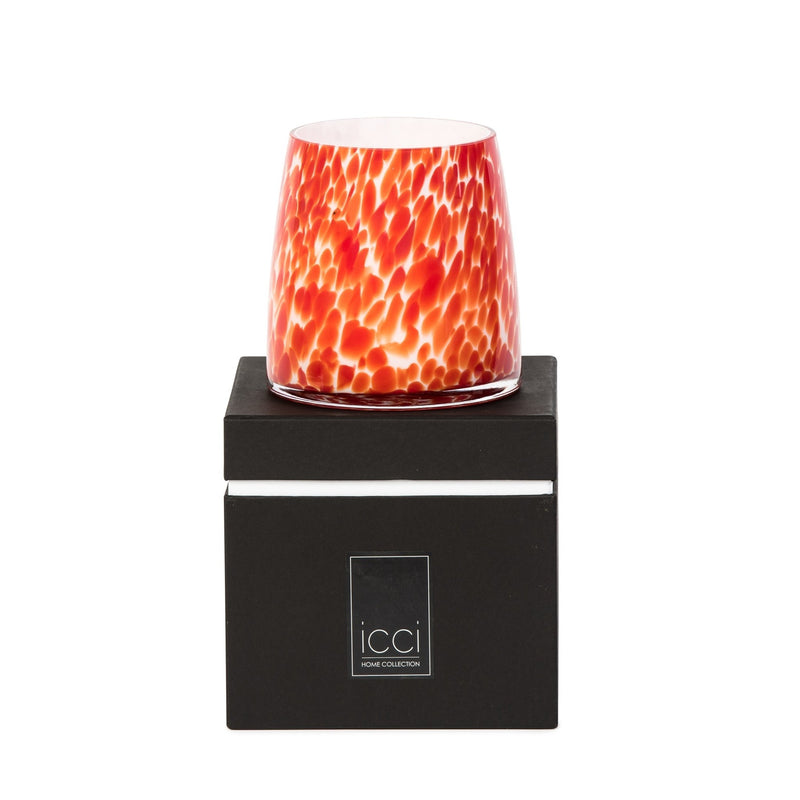 Duftkerze von icci - in konischer Glasvase mit roten Spots 15x15 cm - selectedbyjule - Duft Kerze