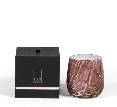 Duftkerze von icci - in violetter Glas Vase glänzend 12x11 cm - selectedbyjule - Duft Kerze