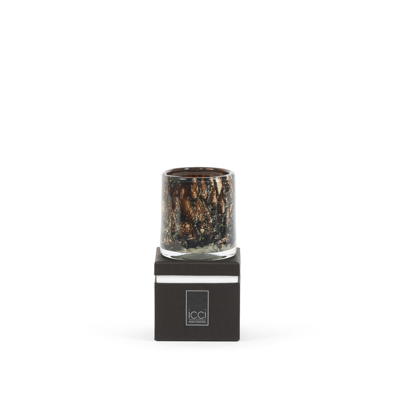 Duftkerze von icci - zylindrische Glas Vase im Rinden - Design 9x10cm - selectedbyjule - Duftkerze