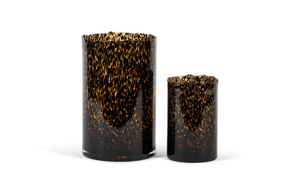 Hurricane Dekocandle - spotted organic rim-glass, amber&black - selectedbyjule - Windlicht