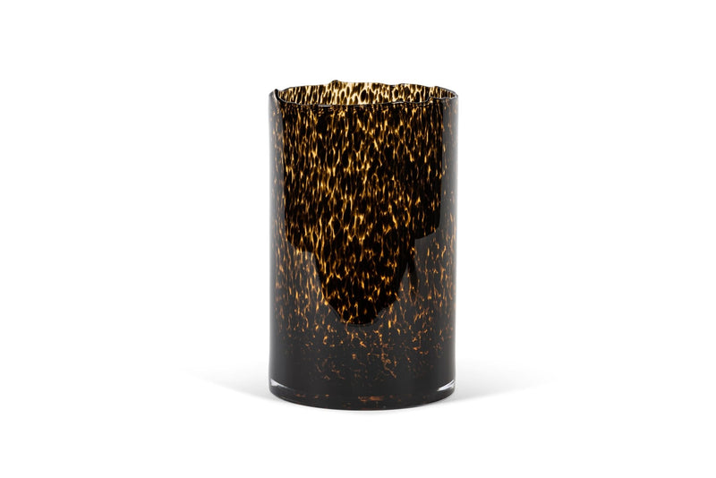 Hurricane Dekocandle - spotted organic rim-glass, amber&black - selectedbyjule - Windlicht