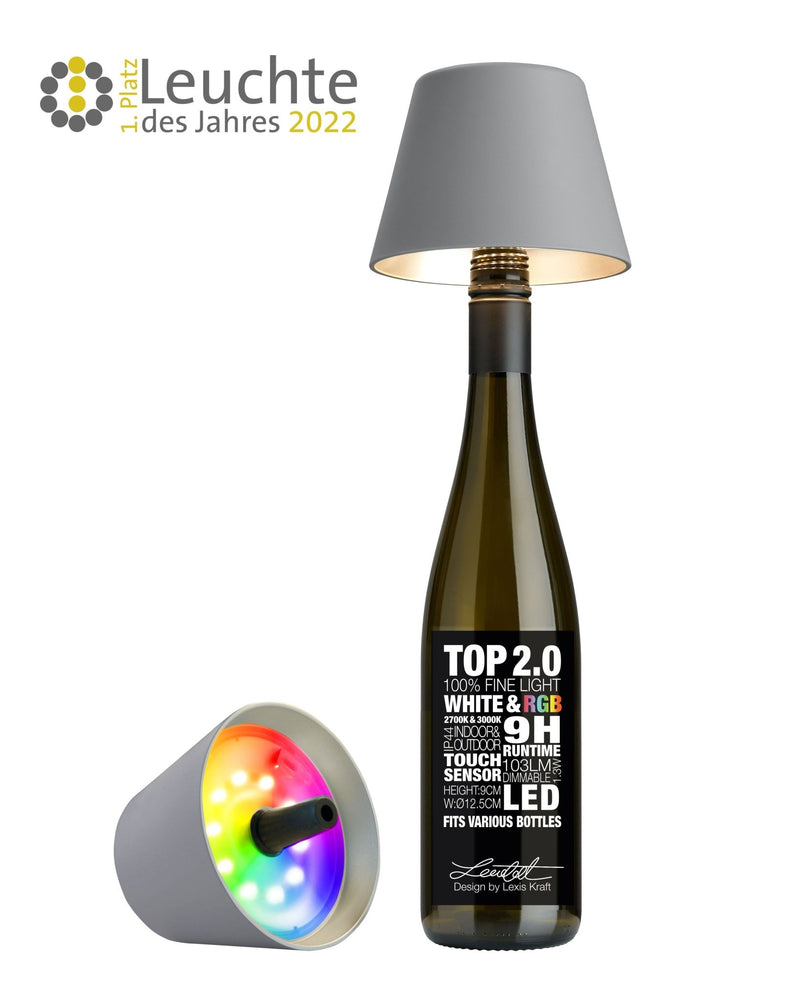 SOMPEX TOP mit verschiedenen Lichtfarben - selectedbyjule - Tischleuchte Flaschenleuchte in grau von Sompex